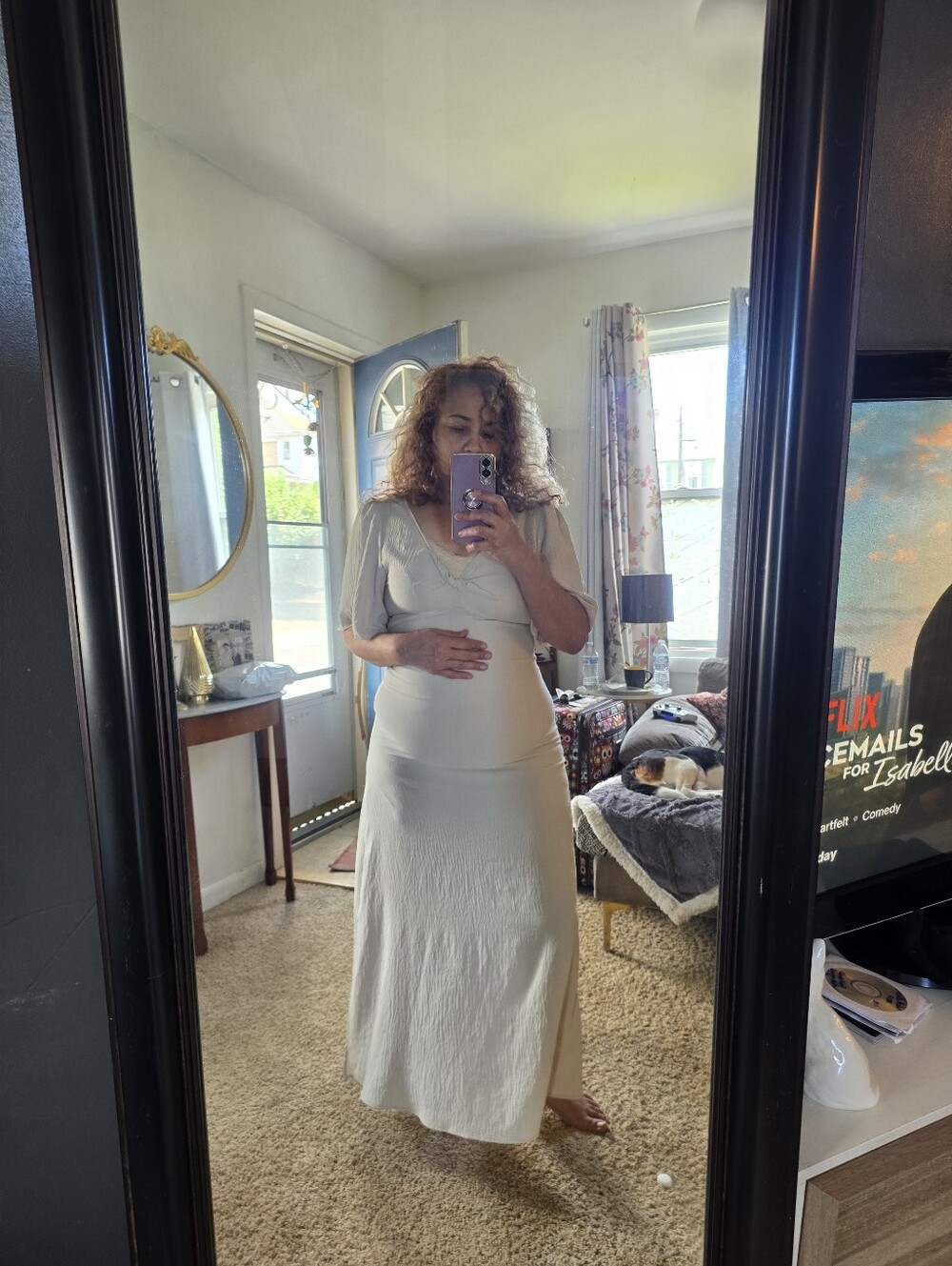 Neutral Beige Zipper-Back Midi Dress